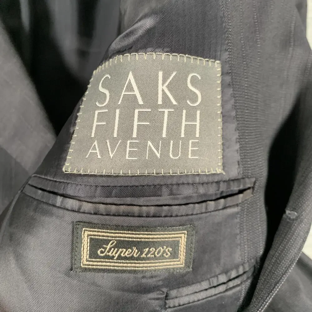 Canali Suit Jacket Mens 56R Gray Pinstripe Wool Super 120s Made Italy Saks Fifth